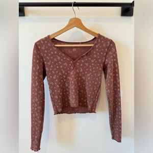 Floral long sleeve crop top